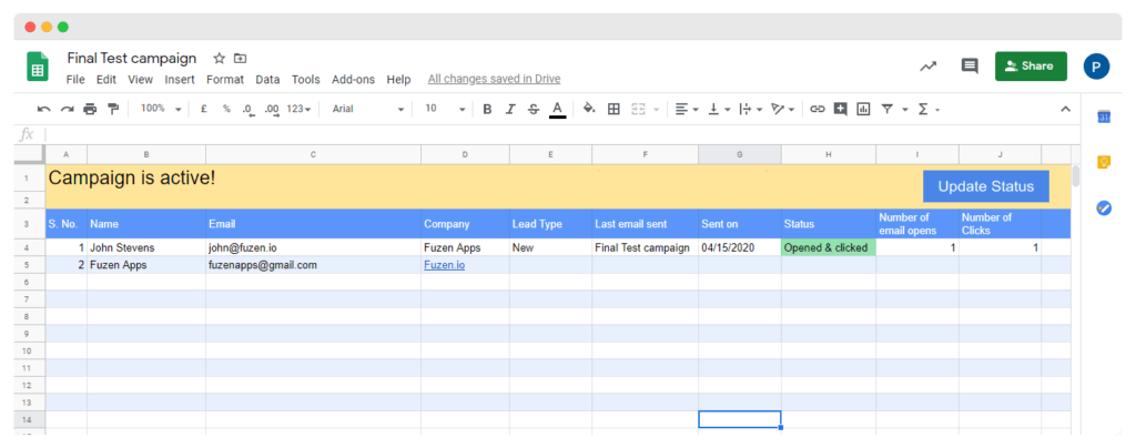 email marketing campaign in google sheets